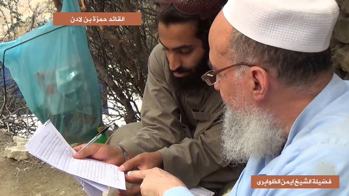 TheGCfIR's tweet photo. Ayman az Zawahiri with Hamza bin Laden somewhere in Pakistan-Afghanistan.

Language, diet, appearance etc has to be perfect or the apostate finds out. One mistake is all it takes for you to go down, and incase of leaders, hundreds along with them

May Allah have mercy on martyrs https://t.co/ajSVdk7xjJ