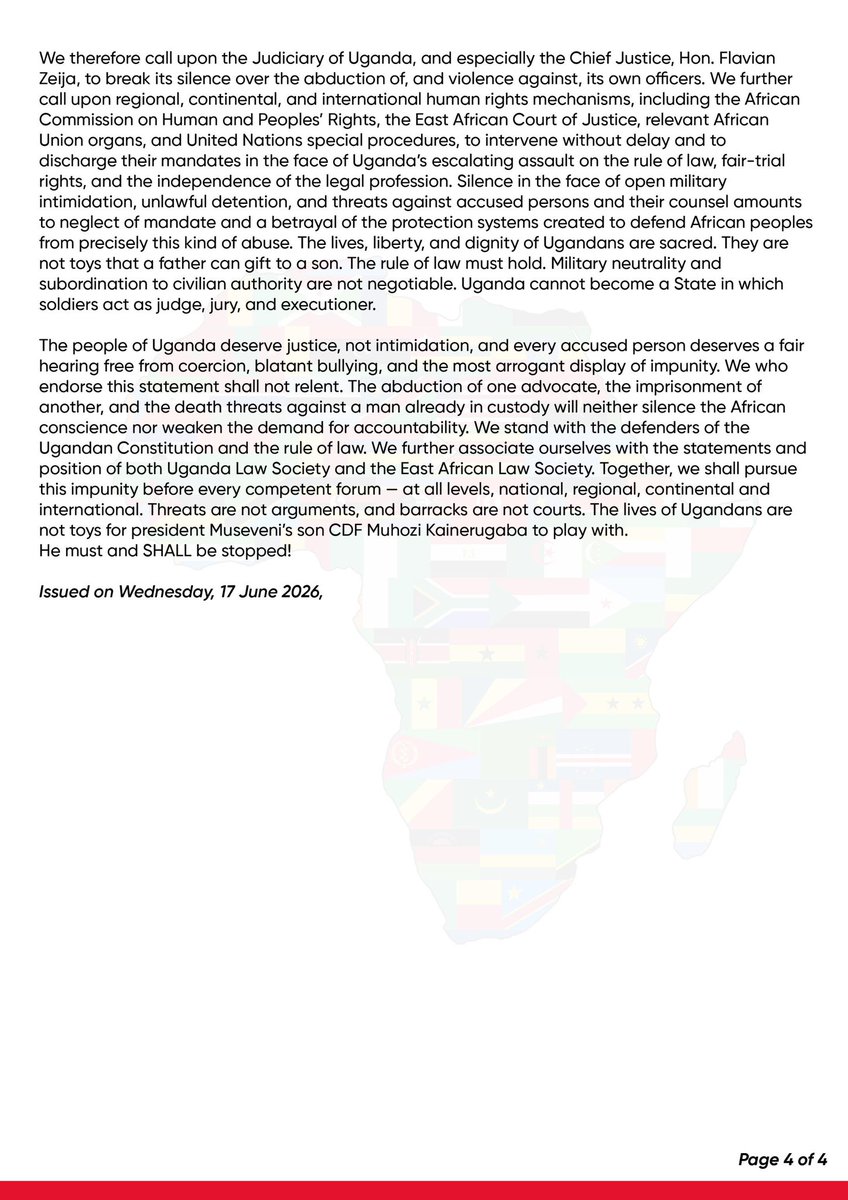 AfricansRising's tweet photo. Joint Statement
Africans Rising and the Pan-African Solidarity Network, alongside civil society, human rights institutions, bar associations, and human rights defenders, call for justice, accountability, and the protection of human rights in Uganda.
Read the full statement and amplify the call for action.@upendomoja @ntvuganda @chapterfourug @FreedomMove_Ug @UgandaMediaCent @global_uganda 
#FreeAllPoliticalPrisonersUg #FreeLukwago #AfricaUnite #AfricansRising