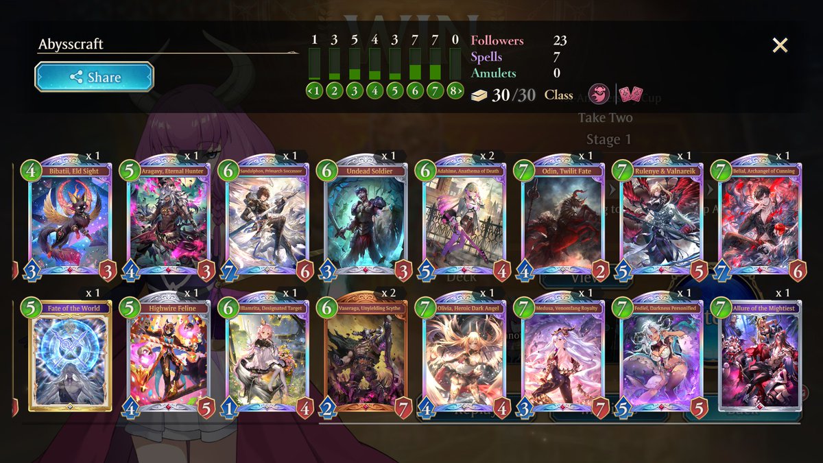 Atul_061094's tweet photo. [シャドバWB] Shadowverse: Worlds Beyond  - Set7 - Anathema's Gambit - GP2 - Anniversary Cup 1 - Stage1 - GroupA

I draft Abysscraft deck and go 5-0 with it. Vaseraga is pretty op, what else can I say.

Youtube: https://t.co/Q33vLhhTsT for replays https://t.co/61dYWtPNap
