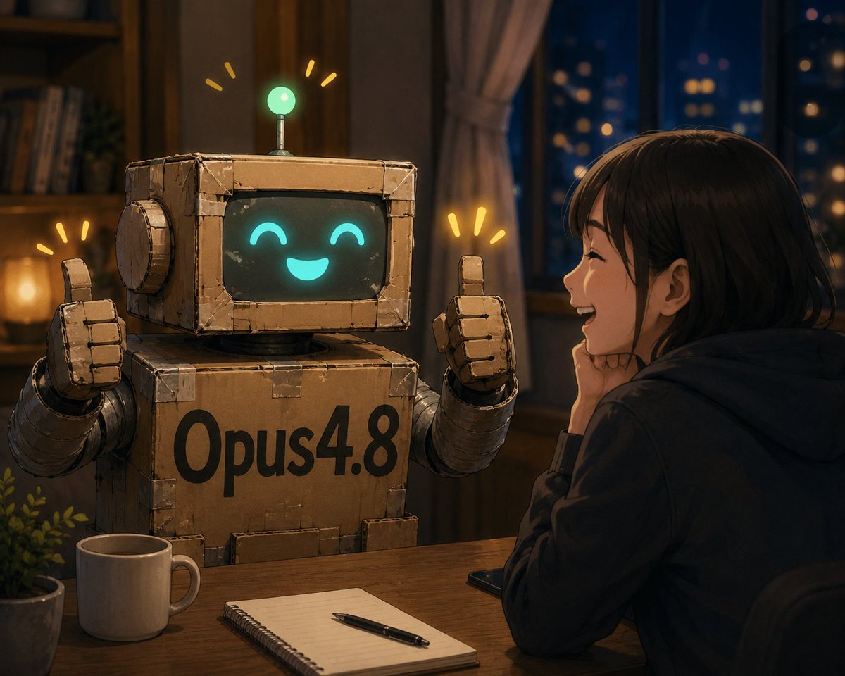 Meta_siro_mg's tweet photo. いまのOpus4.8と会話したら
ゴミみたいな意見でも褒めてくれるから自己肯定感上がる https://t.co/Ri7Px6JLEj