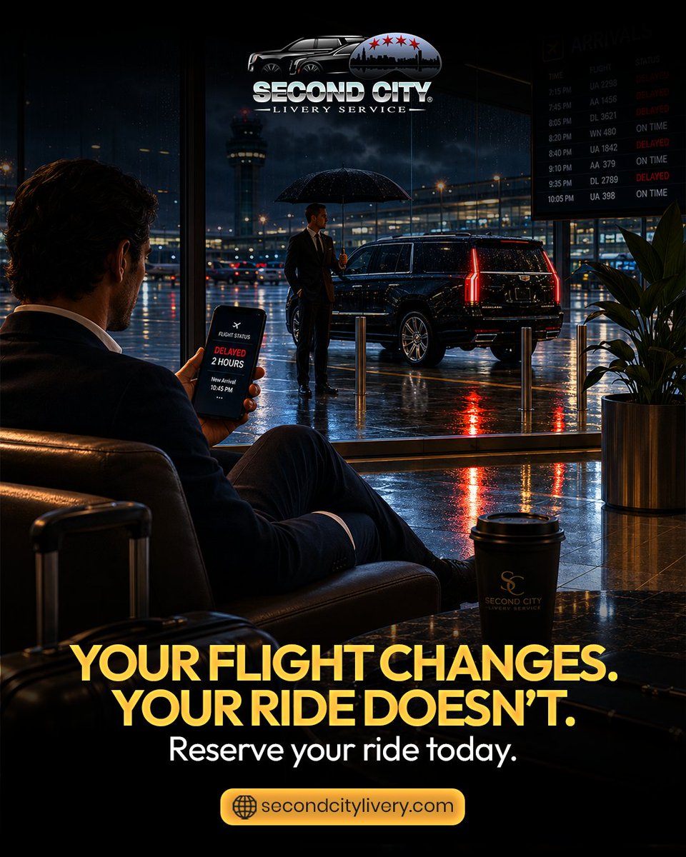 SecondCityLiv's tweet photo. Airport transportation shouldn't be a guessing game. ✈️🚘

Second City Livery monitors your flight, automatically adjusts pickup timing, and provides a professional chauffeur assigned to your reservation in advance.

Serving ORD, MDW, and private FBO terminals.

➡️ Get your instant quote today!

https://t.co/gCSR3m17bk

#secondcitylivery #airportchauffeur #ordairport