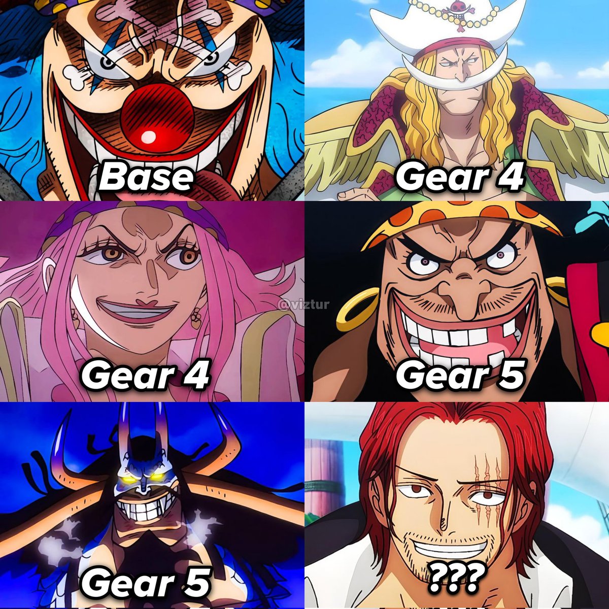 viztur's tweet photo. Forms Luffy needs to defeat each Yonko https://t.co/ev5xH7Rnbn