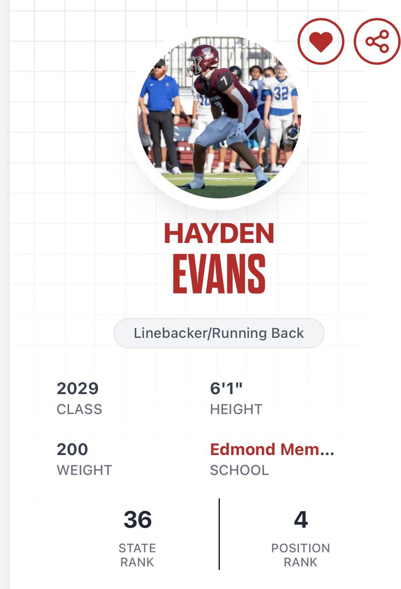 HaydenEvans_29's tweet photo. Thank you @PrepRedzoneOK for the player ranking❗️#4 in the state for LB‼️#36 overall❗️@Coachjmerideth @_ryangregg_ @emhsbulldogs @RecruitEMHS_FB @CoachC_Mac @TheCoachWarren @CoachNorthrip @ChadSimmons_ @Bdrumm_OUI @PrepRedzone @247recruiting https://t.co/igsLfMqdRJ