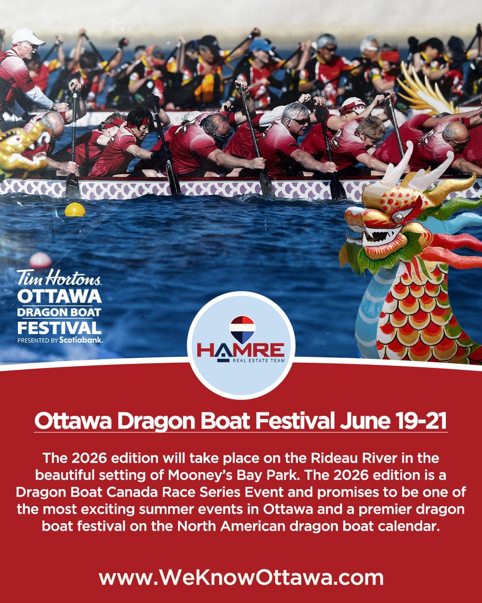 weknowottawa's tweet photo. 🚣♀️ One of Ottawa’s biggest summer traditions is back!
📅 June 19–21, 2026
📍 Mooney’s Bay Park, Ottawa
🐉 Elite racing. Amazing entertainment. Unmatched summer energy.
Who's ready for dragon boat season? 🙌
#OttawaDragonBoatFestival #OttawaEvents https://t.co/SD6ISy0Wt6