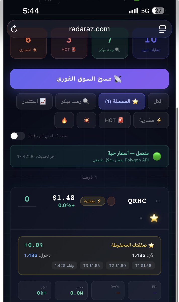 radarazpro's tweet photo. @I2gl_ سعر الدخول يظهر نفس السعر الحالي في البطاقة واذا ضغطت على زر النجمة يثبت لك سعر الدخول في فلتر المفضله 
وتراقب السهم مثل الصوره المرفقة https://t.co/3sv5M8fAj0