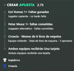 barba_bets's tweet photo. Bet365 - Inglaterra vs Croacia

Musa, faltas los últimos partidos: 2, 0, 2, 2, 4 y 1

Konsa, faltas recibidas: 2, 1, 2, 1, 2, 0 y 2

Inglaterra, corners en contra: menos de 6 en 29 de 30 partidos

Ambos equipos recibirán una tarjeta: esto ya es lo jugado, OJO. https://t.co/vTz602w9wd