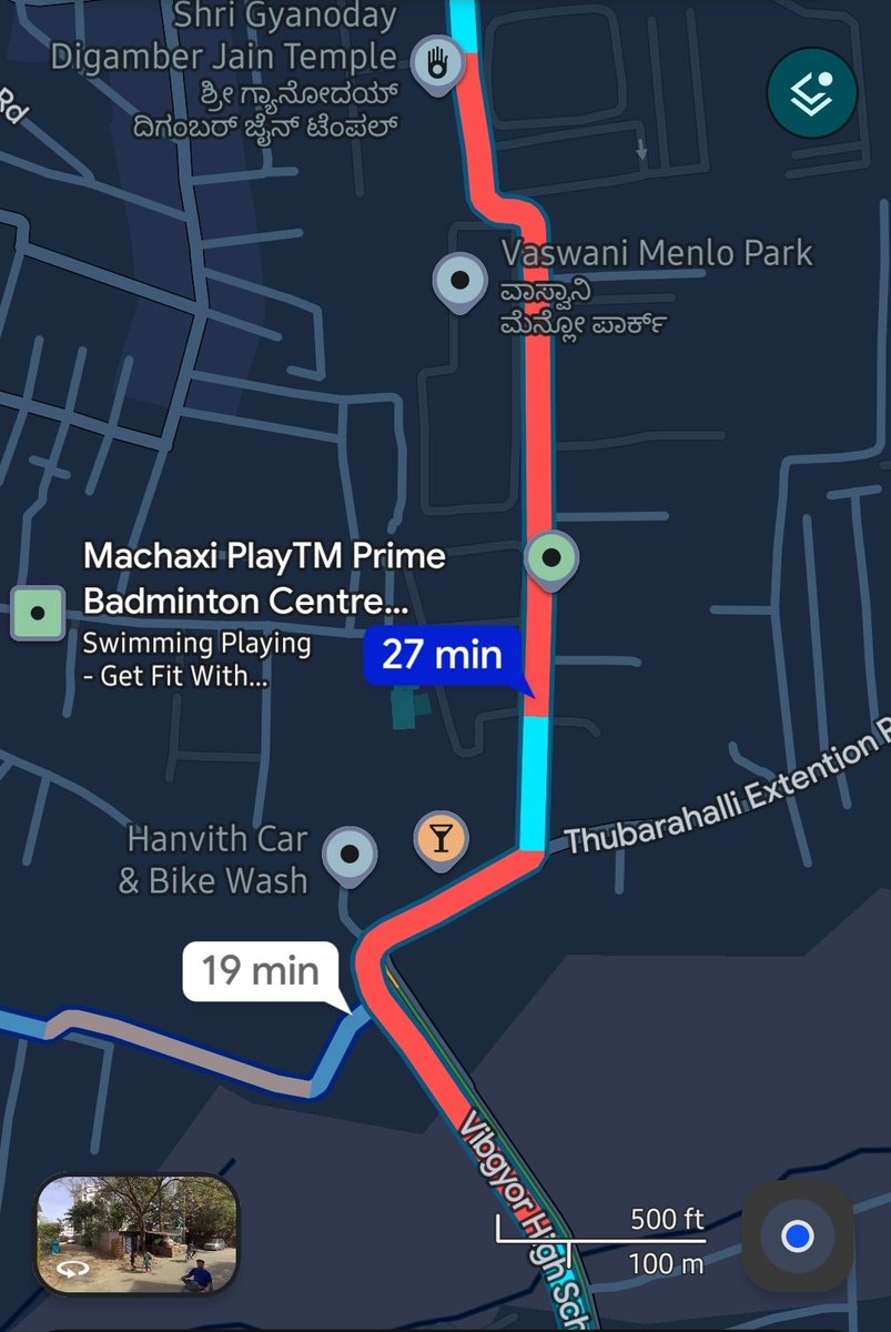 CitizenPulseX's tweet photo. 🚨 Vibgyor High School Road, Panathur–Thubarahalli: A Traffic Disaster Waiting to Get Worse 🚧⚠️

These 3 G-maps tell the story better than words.

A stretch of barely 1.5–2 km on Vibgyor High School Road is routinely taking commuters 25–30 minutes to cross during peak hours. The first half alone consumes nearly 13 minutes, while the second half takes another 12 minutes, turning a short drive into an exhausting daily ordeal.

What's even more alarming is that this is no longer just a congestion issue- it's becoming a serious road safety crisis.

⚠️ Daily reports of accidents
⚠️ Near-zero lane discipline
⚠️ Encroachments and bottlenecks
⚠️ Weak or inconsistent traffic enforcement
⚠️ Unfinished road-leveling work on a critical ~100-meter stretch

Despite repeated complaints from residents and commuters, there has been little visible progress. The pending road-leveling work remains incomplete, and there has been no meaningful update from GBA officials on timelines or corrective action.

This corridor serves thousands of residents, school buses, office commuters, emergency vehicles, and public transport users every single day. Yet commuters continue to face gridlock, unsafe driving conditions, and avoidable delays.

📢 We urge:
✅ Bengaluru Traffic Police to deploy strict enforcement and lane management measures immediately.
✅ GBA and concerned authorities to expedite the pending road-leveling and bottleneck-removal work.
✅ GBA officials to publicly share timelines, progress updates, and accountability measures for this stretch.

The people of Panathur, Gunjur, Balagere, and Varthur cannot be expected to normalize spending half an hour to travel less than two kilometres.

Enough studies. Enough delays. This stretch needs immediate intervention before it claims more time, productivity, and lives.

#CitizenPulseX #Panathur #VibgyorRoad #BengaluruTraffic #Mahadevapura #BBMP #BTP #GBA #FixPanathurRoads #RoadSafety