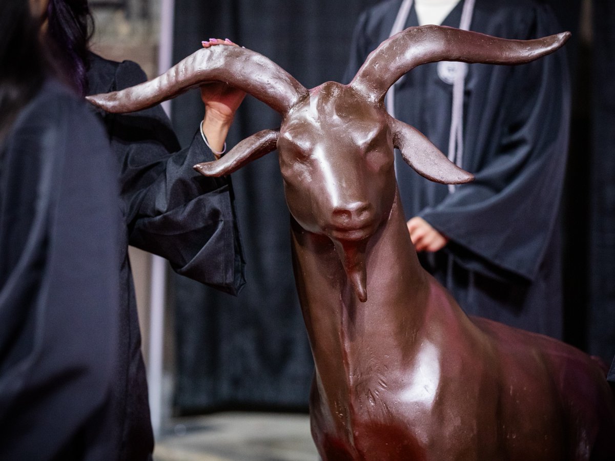 WPI's tweet photo. Happy #NationalMascotDay! 🐐 

Gompei's story goes back over 130 years at WPI. And he's kept up with the times.

He's got his own statue (actually, two). He's been 3D printed. He's got his own Instagram and X accounts. https://t.co/B4CNsoZWCF