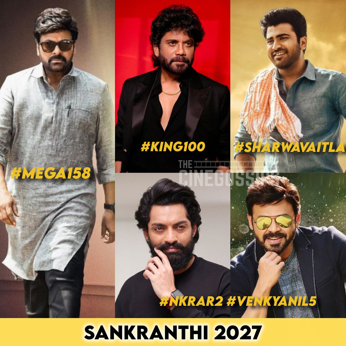TheCineGossips's tweet photo. SANKRANTHI 2027 🎉

SLOTS FULL 💯

#Mega158 #VenkyAnil5 #NKRAR2 #King100 #SharwaVaitla https://t.co/9UmGkcPALc