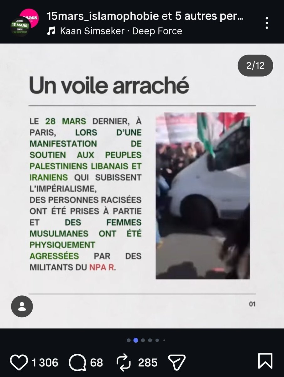 CookieQahwa's tweet photo. Le NPA-Raciste qui envoie une Arabe au charbon pendant que leurs militants arrachent des voiles en manif 😂 https://t.co/k9Uvg9GvgI