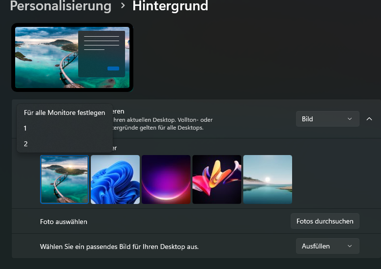 ErikHehler's tweet photo. @SimonLink3 @elvanseadult Also seit Windows 11 und ich glaube late Windows 10 Builds geht das auch von Windows aus..
Rechtsklick Desktop > Anpassen > Erstmal Bilder auswählen und dann kannst du bei "Zuletzt verwendete Bilder" rechtsklick machen und nen Monitor festlegen. https://t.co/x79tq7z09A