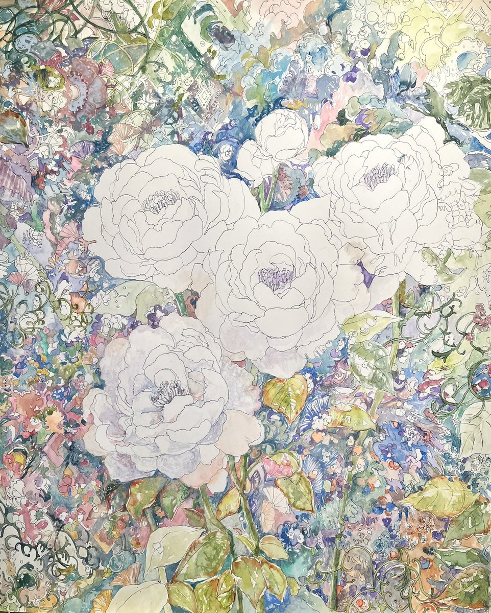 kemuridayo_02's tweet photo. 着々と進めているがお花をどう塗るか🥹 https://t.co/NX7sIGdYLe