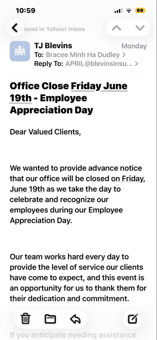 Bracee Dudley - Is this their way of saying they have zero Black employees but still have to close because of Juneteenth?🤣 https://t.co/mPSXTQ9wC3