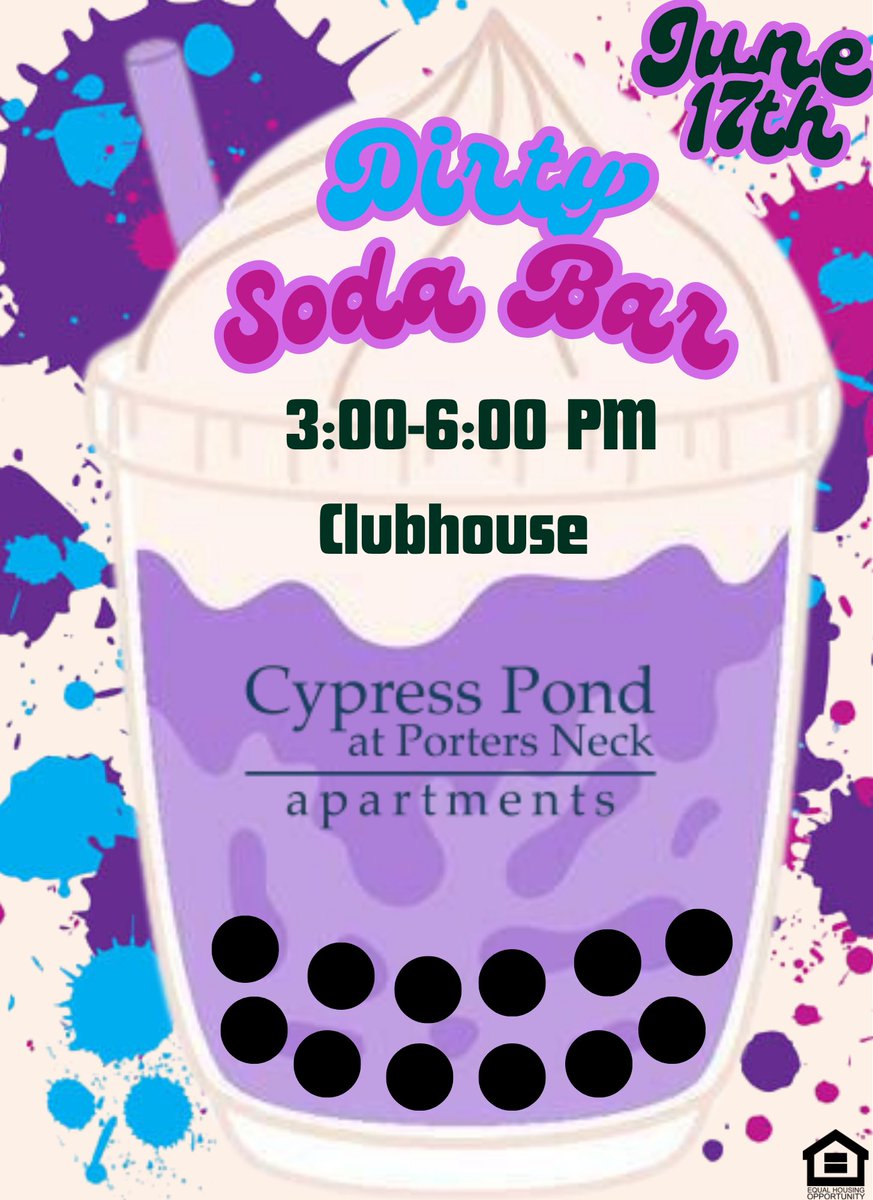 cypresspond's tweet photo. 🥤✨ Dirty Soda Bar Today! ✨🥤

Stop by the clubhouse today from 3:00 PM – 6:00 PM and create your own delicious dirty soda! Mix and match your favorite sodas, creamers, syrups, and toppings for the perfect refreshing treat.

We can't wait to see you there for an afternoon of... https://t.co/ekteSElyYA