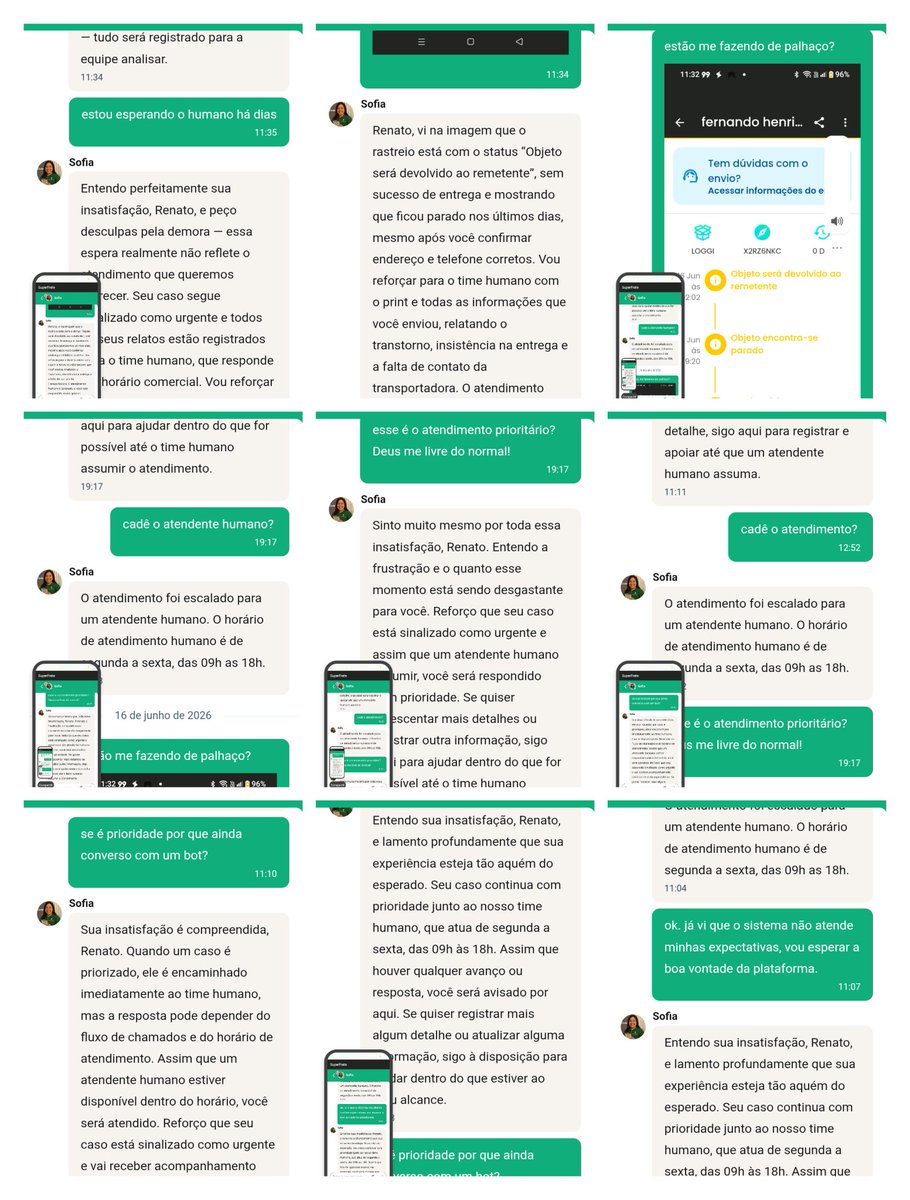 CotRenato's tweet photo. Esse é o resultado de minha primeira compra da Superfrete. Como podem ver, a única atenção é de um bot que promete colocar em você com um humano que nunca aparece e, depois de dias de reclamações,  descobre que estão devolvendo a entrega e cobrando pela incompetência e desrepeito https://t.co/AE83FBbXAY