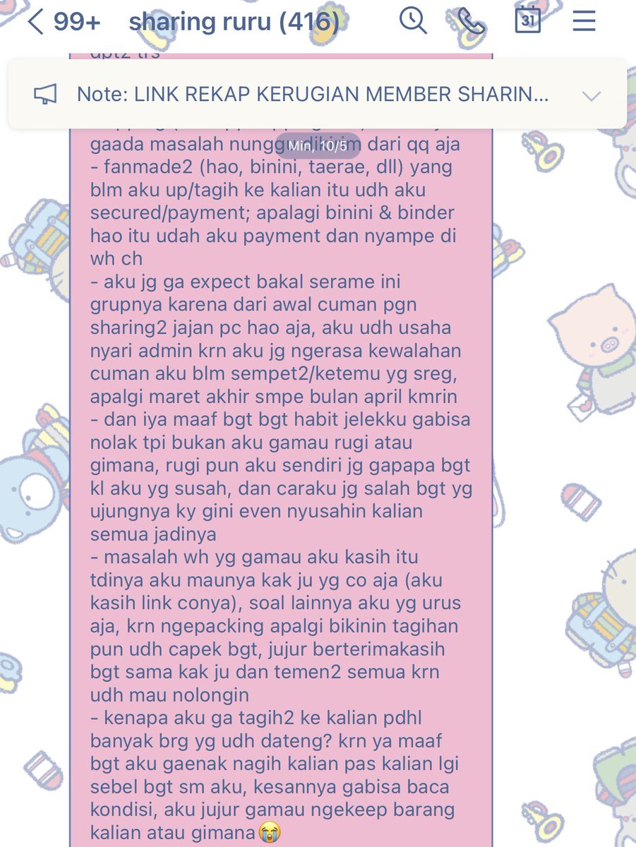 pinkyyjihoon's tweet photo. 6️⃣ tgl 10 Mei 2026 ruu klarifikasi lagi tapi menurut aku ini klarifikasi TERGAJELAS karena kebanyakan alasan mulu. dan yang paling sebel dia bilang “aku gaa enak nagih pas kalian lagi sebel sama aku, kesannya gabisa baca kondisi, aku jujur gamau ngekeep barang kalian atau gimana” APASI GAJELAS??? baru ini lohhh kami menunggu tagihan tax KOCAK LU RUU