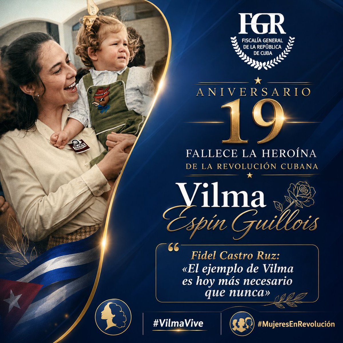 FGR_Cuba's tweet photo. Vilma Espín: «Si algún mérito personal me corresponde es haber sido fiel a estos ideales, de ser martiana de raíz, de sentir en mi mejilla la injusticia; de amar, como amo desde que nací, a mi pueblo (…)»

#VilmaVive
#MujeresEnRevolución https://t.co/G9jTbeEBZB