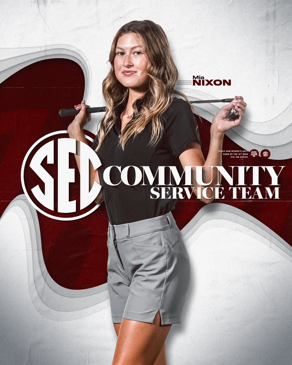aggiewomensgolf's tweet photo. Congrats to Mia for earning a spot on the @SEC Community Service Team for a second year in a row👍

Read more: https://t.co/1eCWcDQrP1 https://t.co/7600lCaFPz