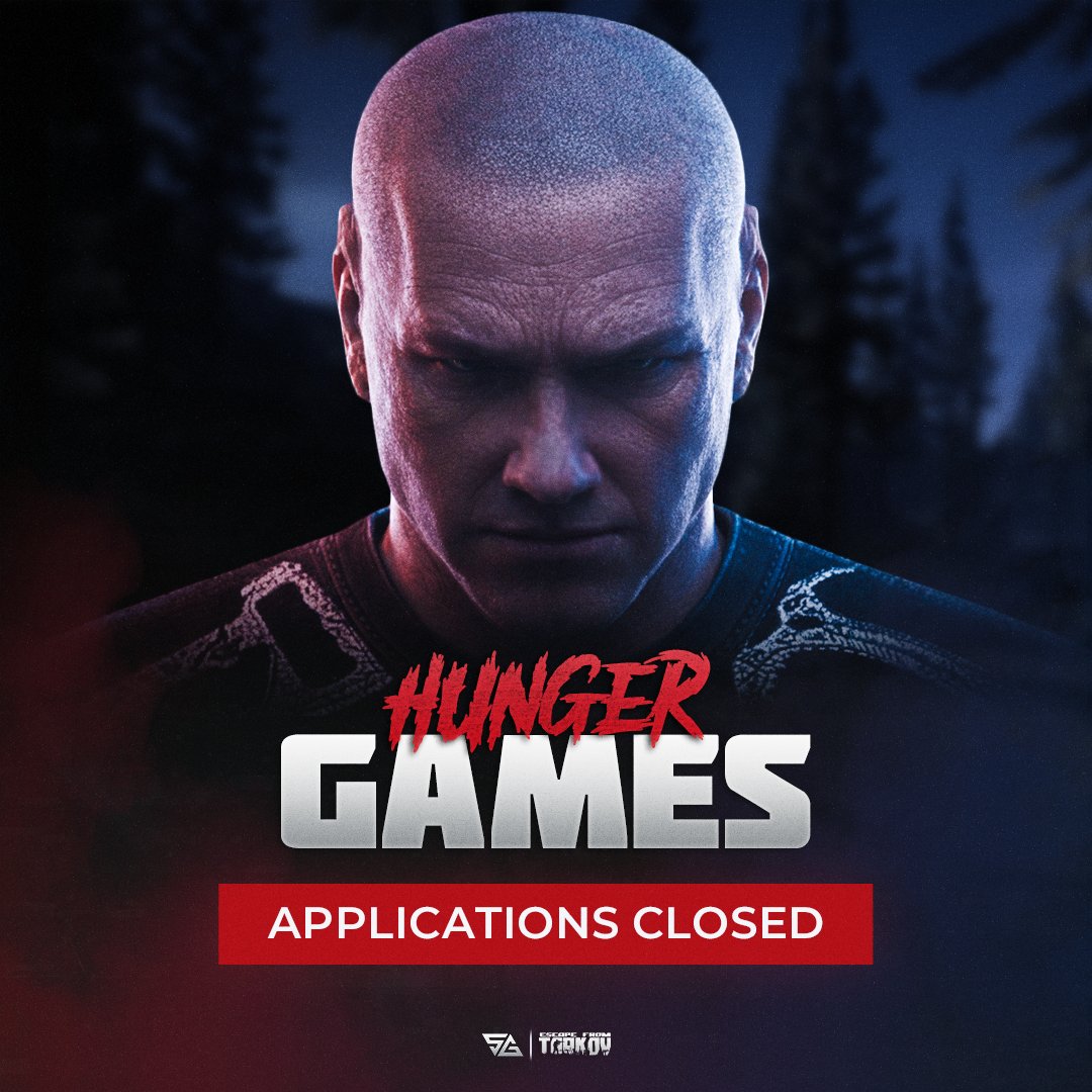 mr_souer's tweet photo. Applications for the #HUNGERGAMES event are now closed!

Invitation emails have been sent to all selected participants. Check your inbox and spam folder if you applied.

Tournament account details and #EscapeFromTarkov setup instructions will be sent soon.

#EFT #SouerGames https://t.co/tTYl3q5TnK