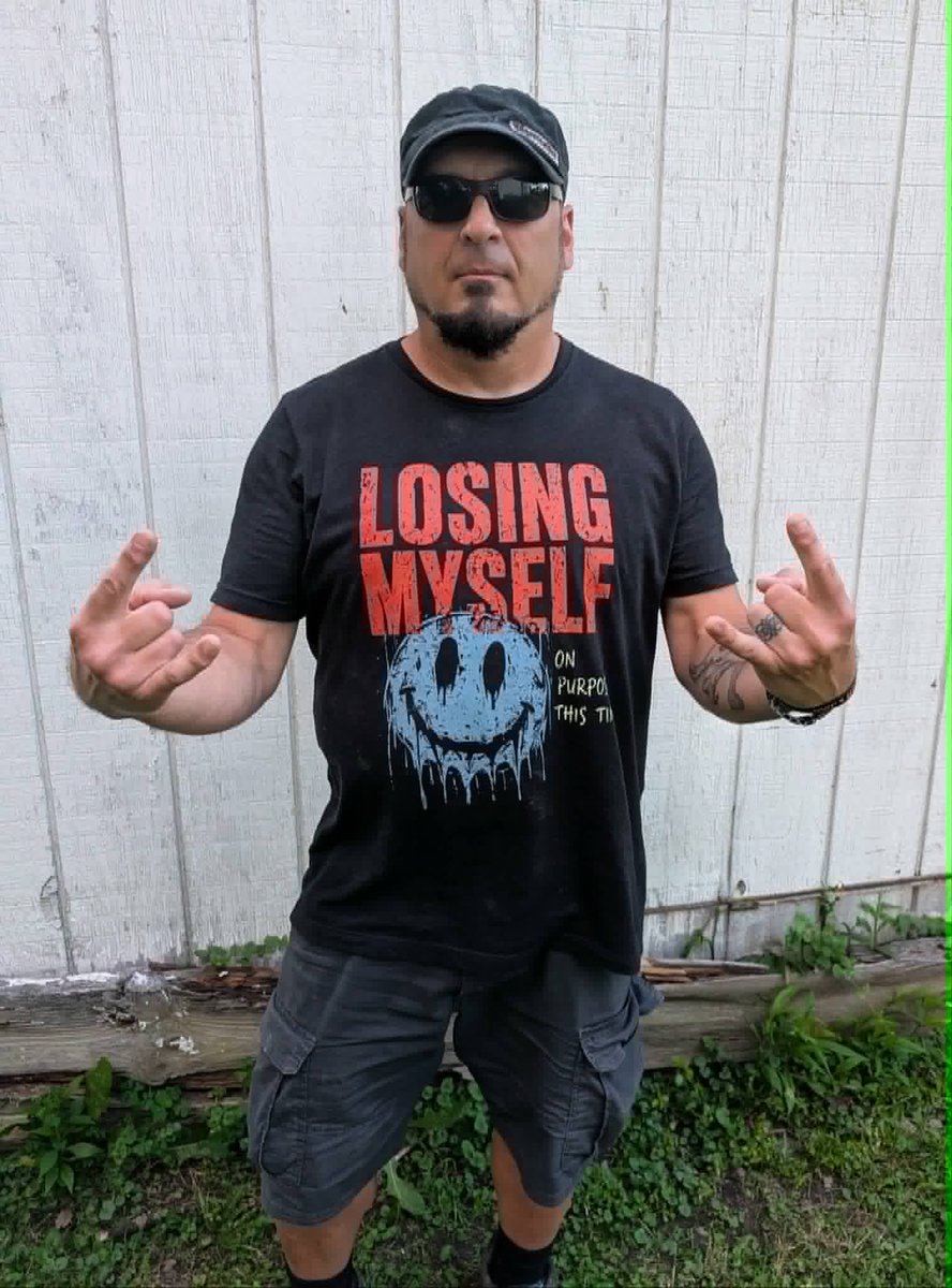 joecafmusic's tweet photo. Proud of my longtime friend / @5TEMM supporter Wayne for launching his new apparel brand, Silent Damage.

I ordered this shirt &amp; love it. “Losing Myself On Purpose” feels pretty fitting right now 😜

Support people building something real 😎
https://t.co/MwHV2wM1qo https://t.co/s91JouSXNo