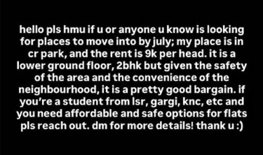 winxytopia's tweet photo. hi guys! a friend of mine is looking for a flatmate in CR Park! it's a lovely, cozy flat and the rent would be 9k per head!

please share w anyone who's looking for a flat in this area ^^ https://t.co/Ln0dnJ53Q0