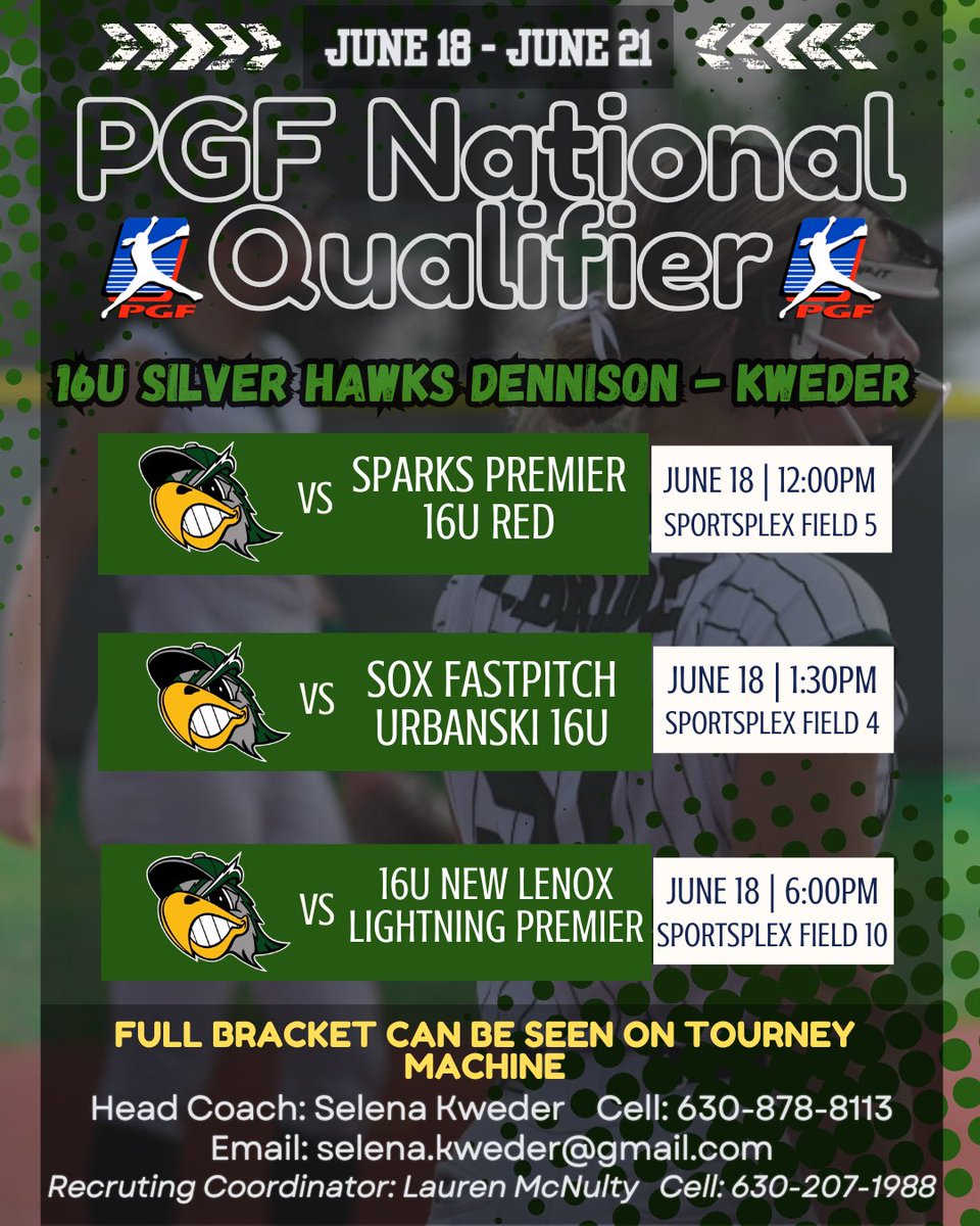 danistone2027's tweet photo. I am super excited for this weekend in Crown Point, IN! Here is our schedule, and I hope to see you there! 💚🐔💪 @SilverHawkSball @CoachSelena20 https://t.co/x31DNNLZQG