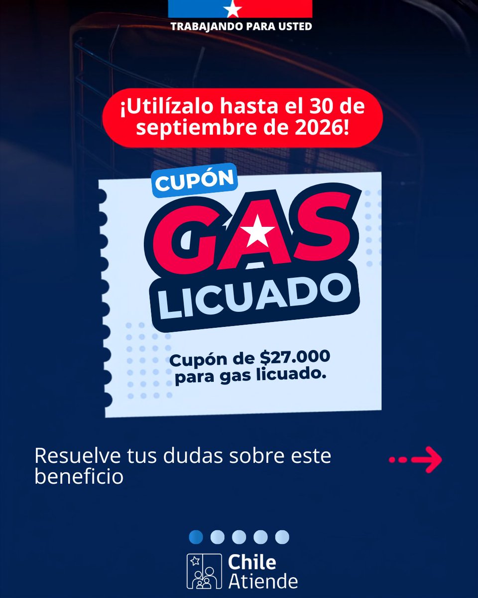 ChileAtiende's tweet photo. 🔥 ¿Tienes consultas sobre el Cupón de Gas Licuado?
🔎 Revisa nuestras imágenes y resuelve dudas sobre su activación, uso y condiciones.
🎟️ Recuerda que, si cumples los requisitos, recibirás un cupón de $27.000 para la compra de gas licuado.
📲 Más info 👉 https://t.co/0DRY6Tt8d8 https://t.co/CMCaiDJC9y