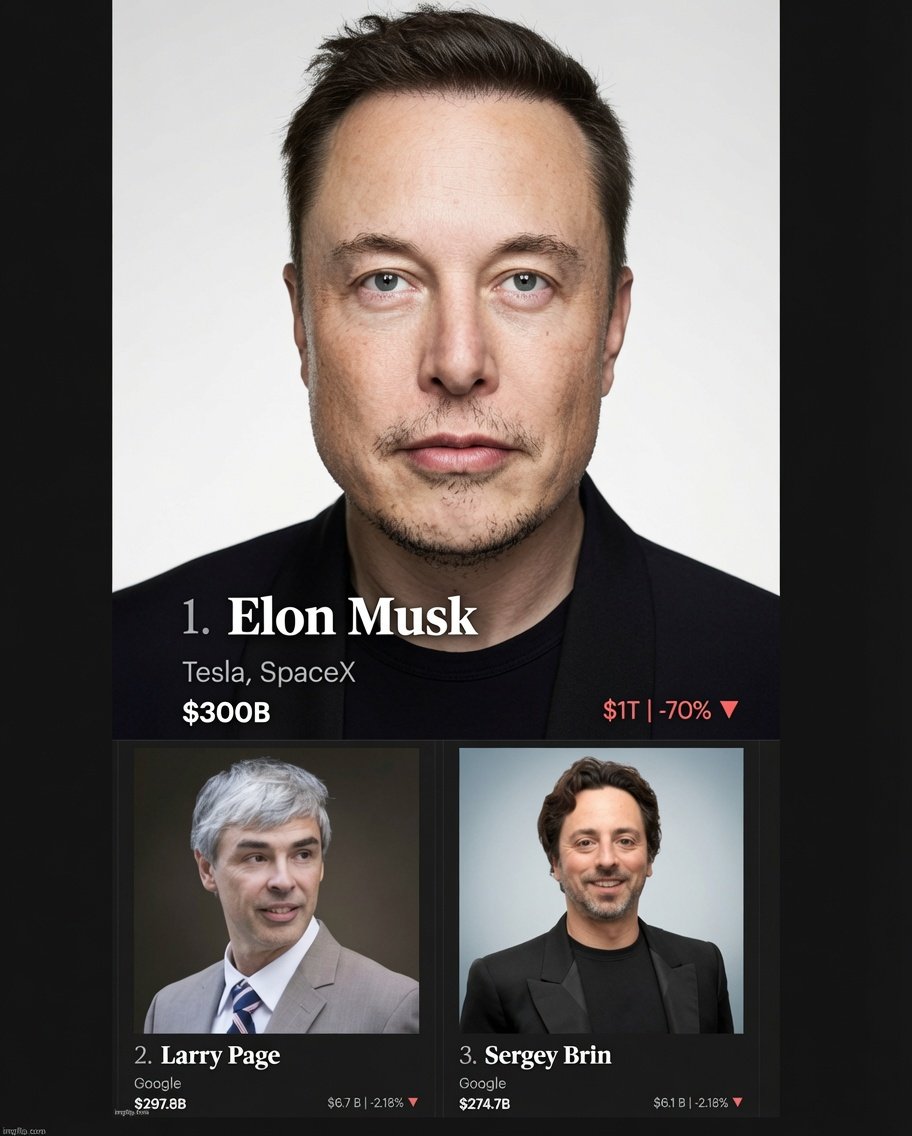 naiivememe's tweet photo. If Elon Musk loses a trillion dollars overnight, he's still be the richest person in the world. https://t.co/Sew9J403f4