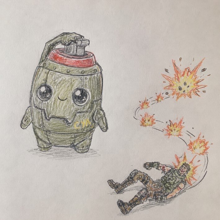 JonahWhitlock's tweet photo. Grenadier Sprite
Periodically drops explosives while being held.
Upon being downed, the Sprite detonates in a cluster explosion and leaves behind smaller blasts each time you roll away—damaging anyone reckless enough to chase you.
#DesignASprite https://t.co/EQQccq0ili