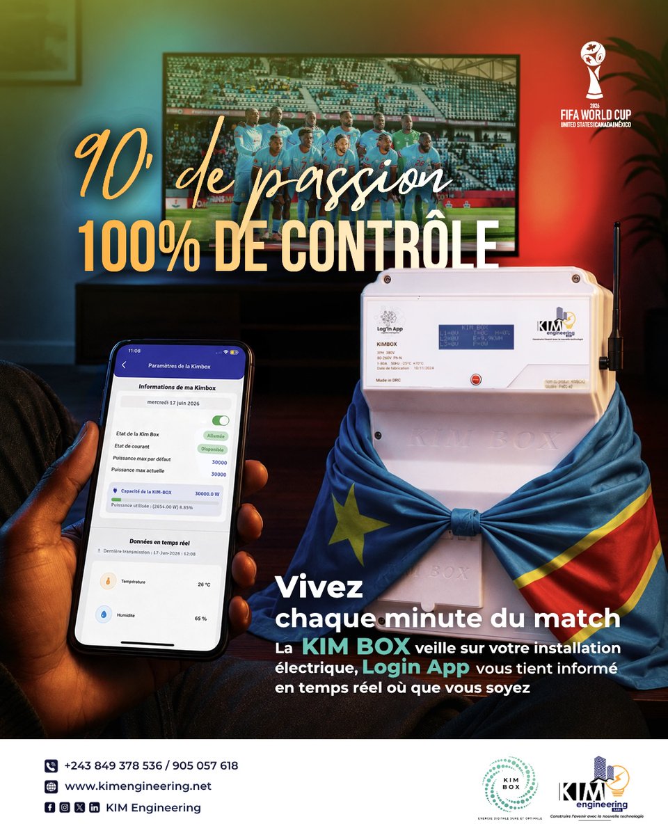 engineering_kim's tweet photo. 🇨🇩 Vivez pleinement l’émotion des Léopards.
La KIM BOX s’occupe du reste. ⚡📱

#kimbox #loginapp #leopards #fifaworldcup2026 https://t.co/AQ1vDyEIRO