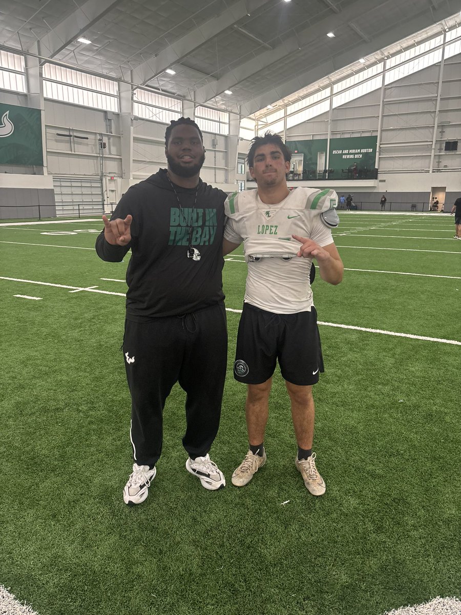 Zimmerer_V's tweet photo. Thank you to the coaches and staff at University of South Florida Athletics for inviting me to camp. I’m grateful for the opportunity to learn from the coaching staff, compete with talented athletes, and experience the great atmosphere at USF. Thank you again.@USFFootball https://t.co/lcX7HsbdcT