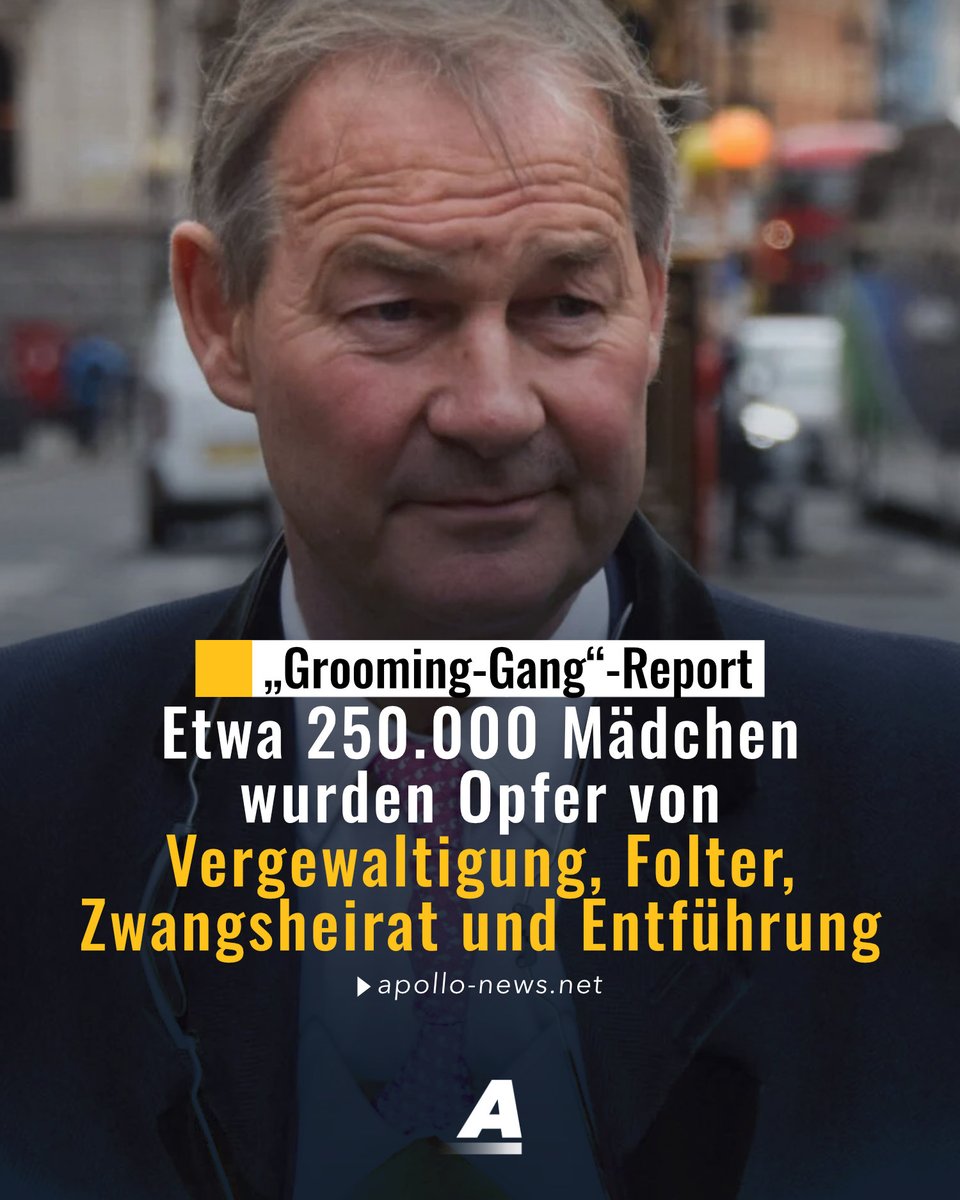 apollo_news_de's tweet photo. Mindestens 250.000 Mädchen als Opfer, bis zu 95 Prozent der Täter sind muslimisch. Der „Rape Gang Inquiry Report“ des rechten britischen Politikers Rupert Lowe wurde veröffentlicht. Er offenbart ein erschütterndes Versagen von Polizei, Krankenhäusern, Kinderheimen und Politik.

https://t.co/hQxhriH8nB