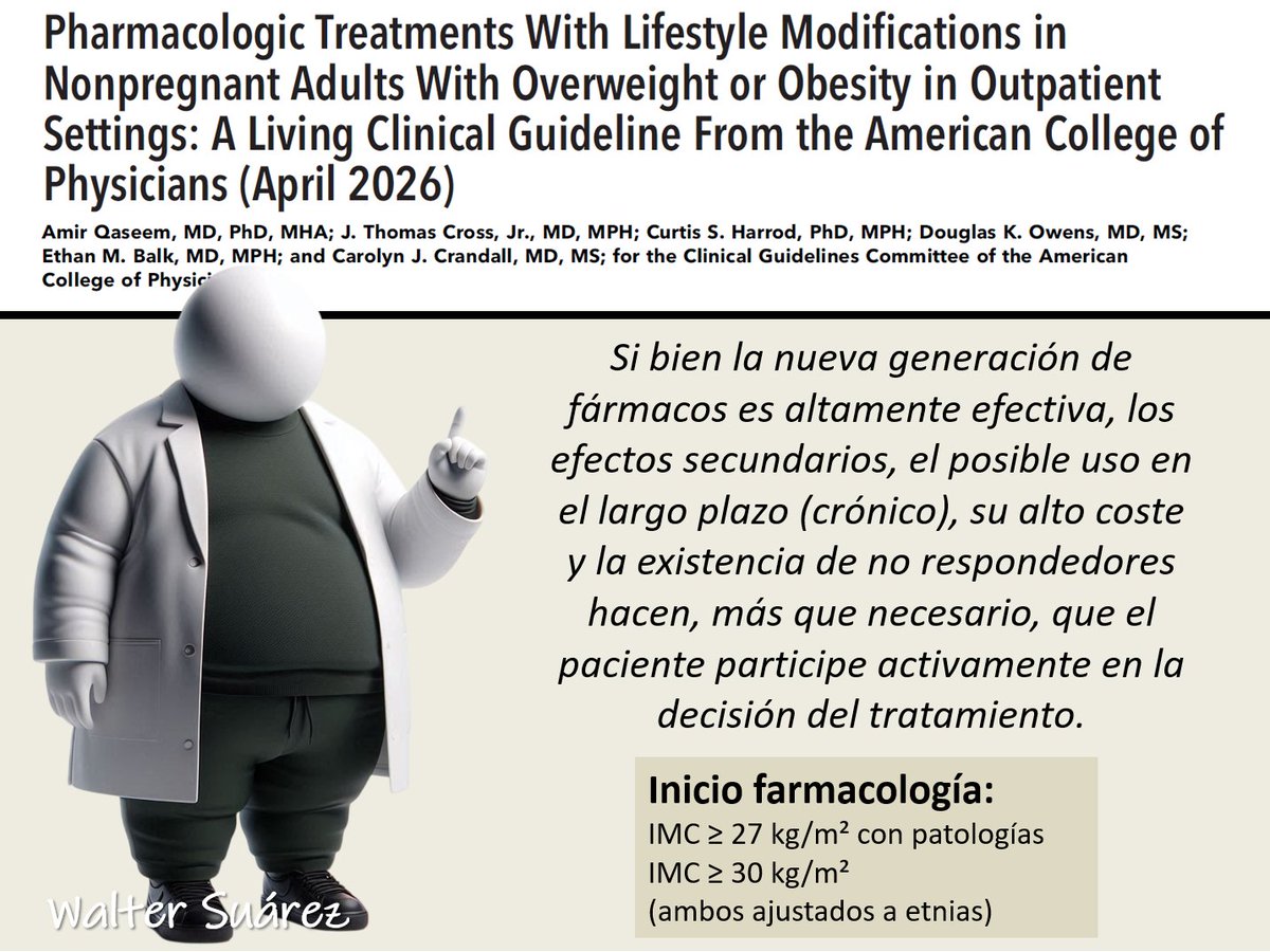 a_fisiolog57853's tweet photo. GUÍA CLÍNICA DEL MANEJO FARMACOLÓGICO Y CON ESTILO DE VIDA DE LA OBESIDAD DEL COLEGIO DE MÉDICOS DE ESTADOS UNIDOS

¡¡¡A leer, zagales!!!

Link en mi bio

o

https://t.co/KxrKkTj1Cs

P.D. La frase es mía, no del texto. https://t.co/LRtNGYdGlv