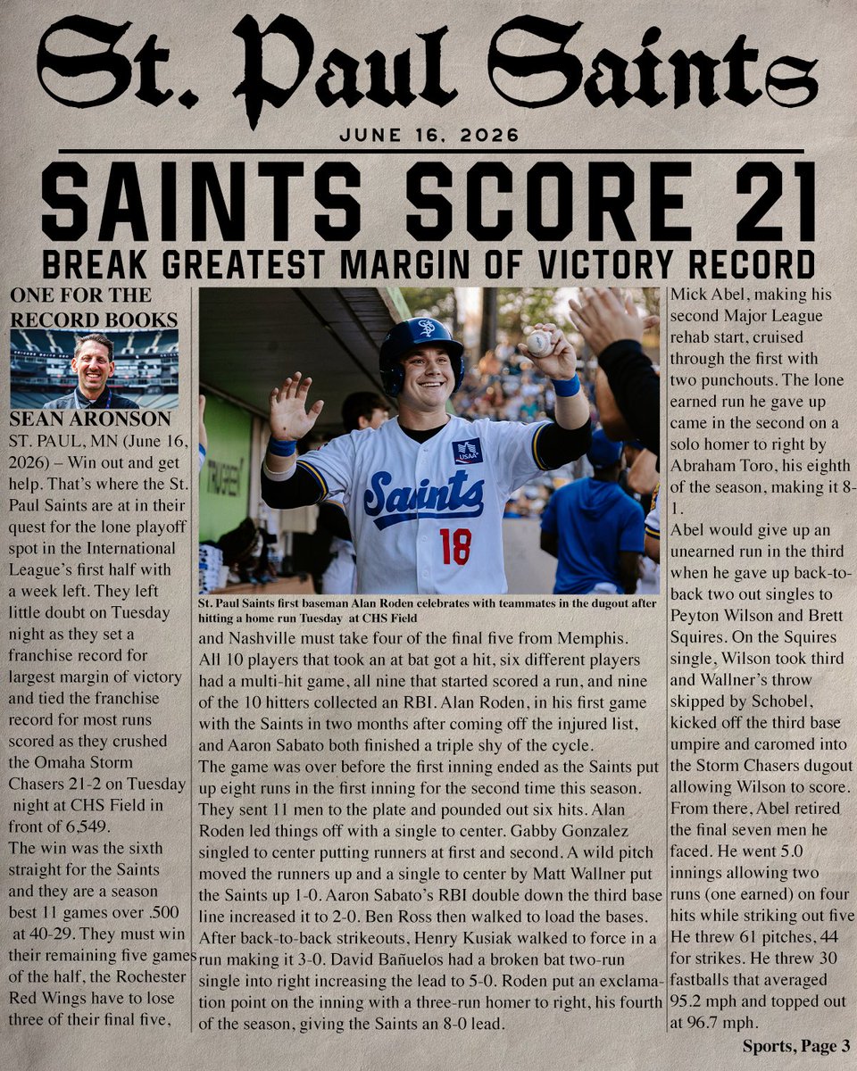 StPaulSaints's tweet photo. ๐ฌ๐๐๐๐! ๐ฌ๐๐๐๐! ๐น๐๐๐
๐จ๐๐ ๐จ๐๐๐๐ ๐ฐ๐!
#funisgood #milb #stpaulsaints https://t.co/XnYy44Yn3h