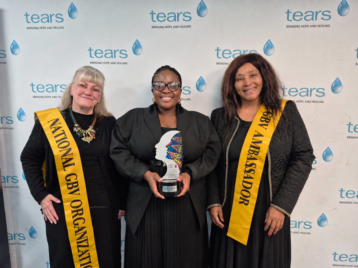 Tears_SA's tweet photo. TEARS  is honoured to have been recognised as the Best GBV Organisation at the 5th National Annual Gender-Based Violence Awards.
This award is a testament to the unwavering commitment of our team, volunteers, partners, supporters, and every individual who walks alongside us. https://t.co/3InyyHzEbL