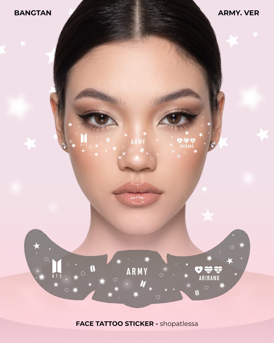 shopatlessa's tweet photo. FACE TATTOO STICKER
BTS ARIRANG - ARMY. VER

Pre order 🇲🇾 - DM admin to order 💗 #BTS #BTSinKL #BTS_ARİRANG https://t.co/BJfGkuoeOn