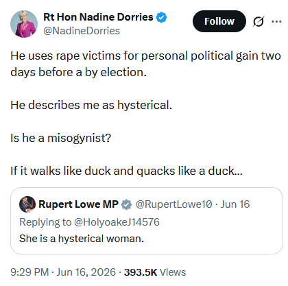 godblesstoto's tweet photo. I honestly don't understand how Nadine Dorries still has the gall to post her shitty opinions in public. https://t.co/OY0O4iMu4k