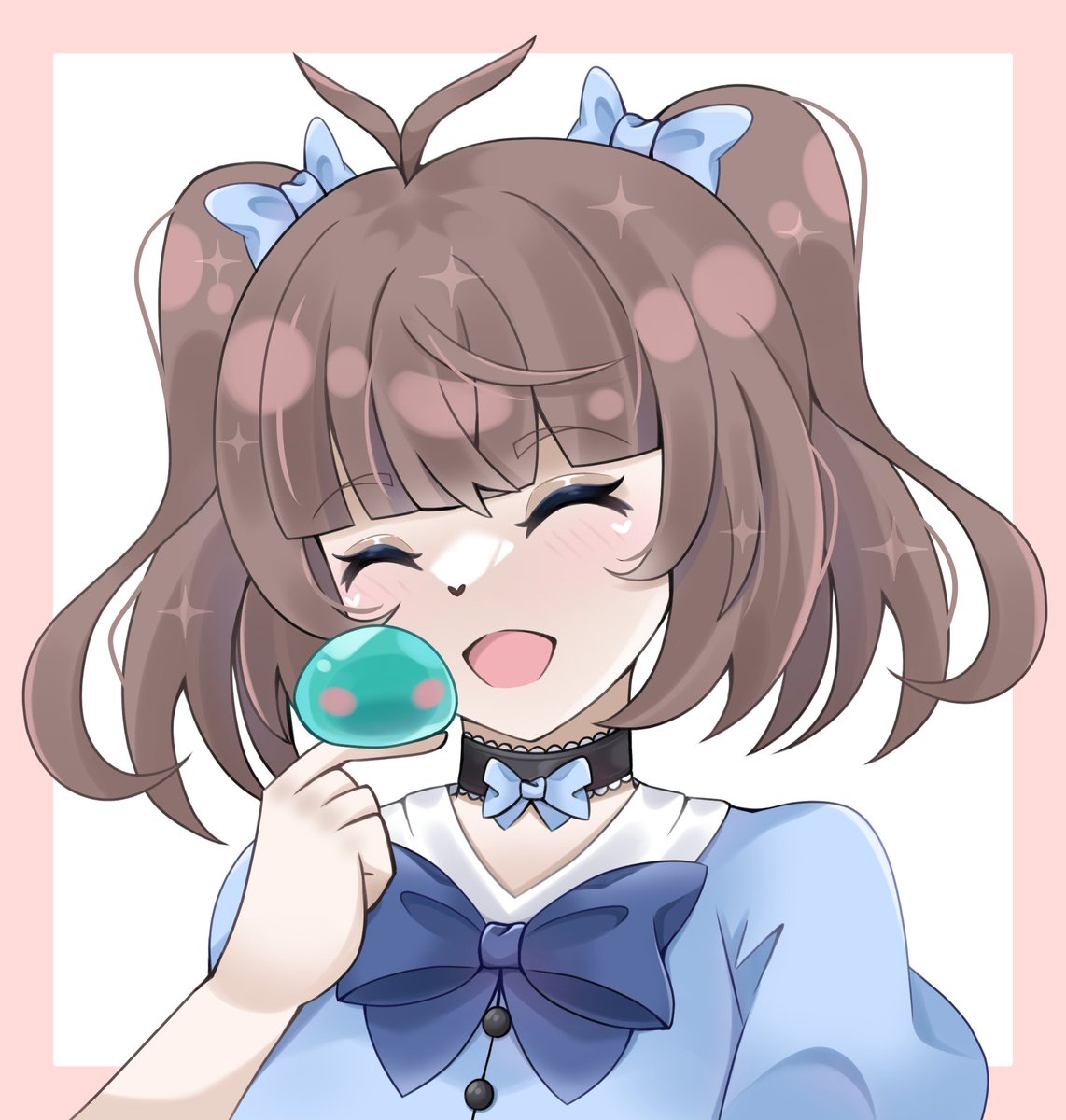 KizuragiR's tweet photo. @Asagiri_Airi with her beloved little slime 🩷🩷🩷
Look at how cute those two are together! 🩷🩷🩷 https://t.co/pfWEFUXFfM