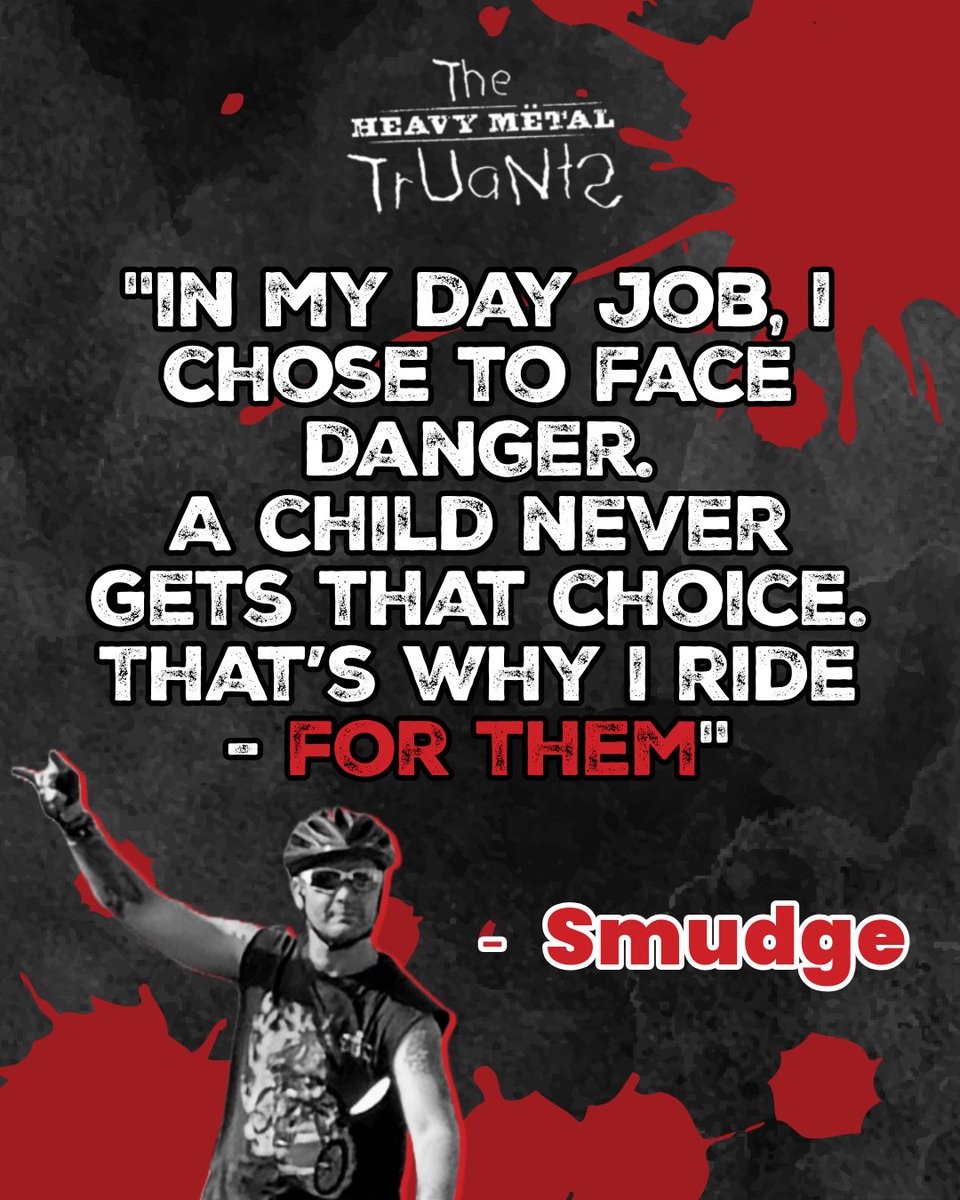 hmtruants's tweet photo. Some riders join us for the challenge.

Some do it because they know what it means to face hard days.

For Smudge, it's simple: kids don't get to choose the battles in front of them. 

That's why we ride. 🤘

Donate if you can: https://t.co/Ue9H1NBeKG https://t.co/rMB3bR0umx