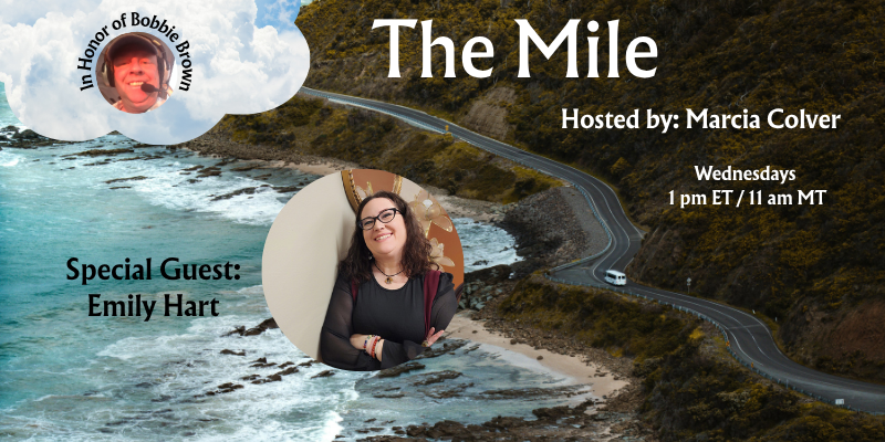 Golden8Tiffany's tweet photo. Today at 1 pm ET, Emily Hart is the Special Guest on The Mile with Marcia Colver. Episode 21. https://t.co/ieOQdYlobQ