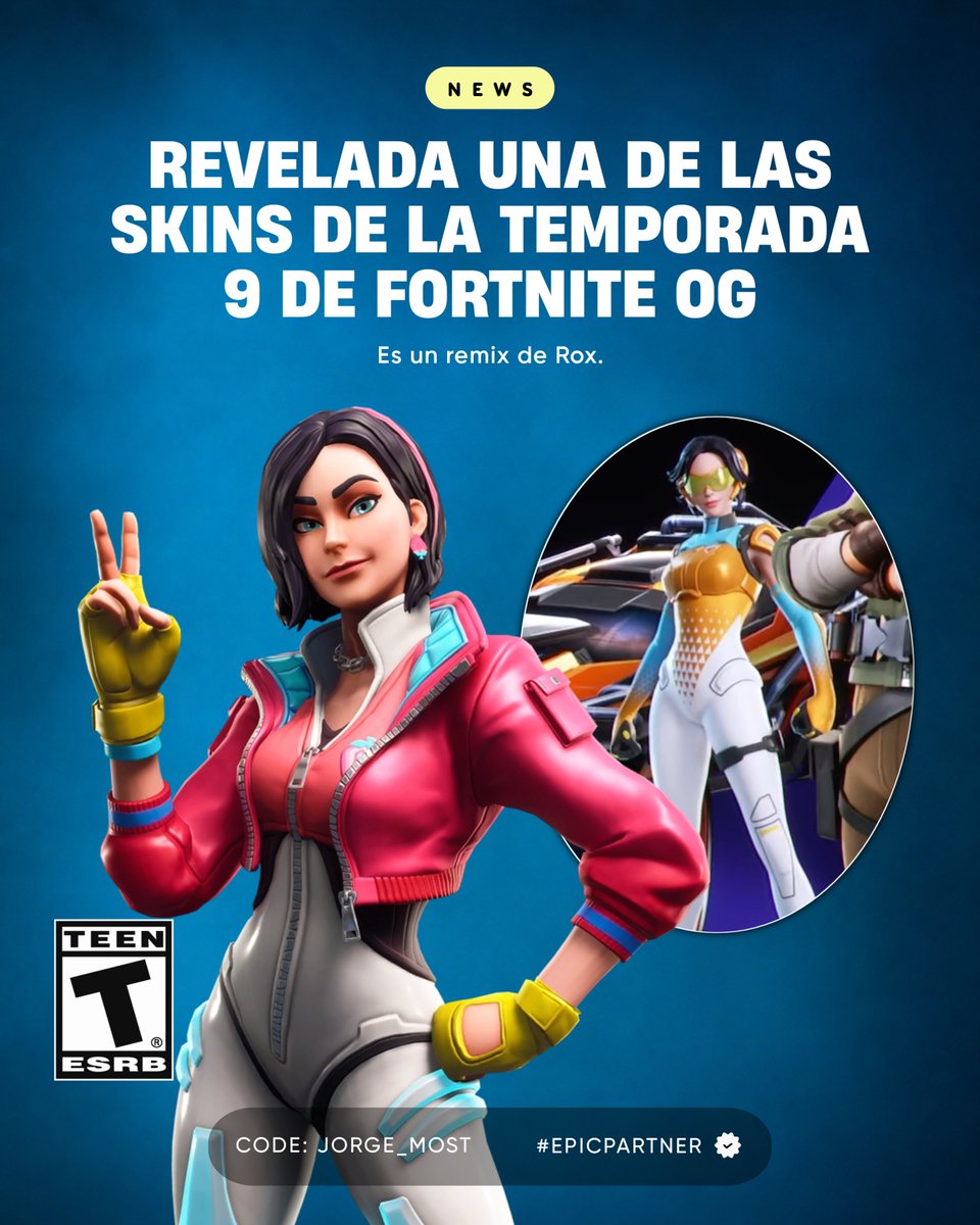 Jorge_Most's tweet photo. NUEVA SKIN PARA LA TEMPORADA 9 DE FORTNITE OG.

Es un Remix de Rox y formará parte del pase de batalla. https://t.co/mV11ZkF9KN