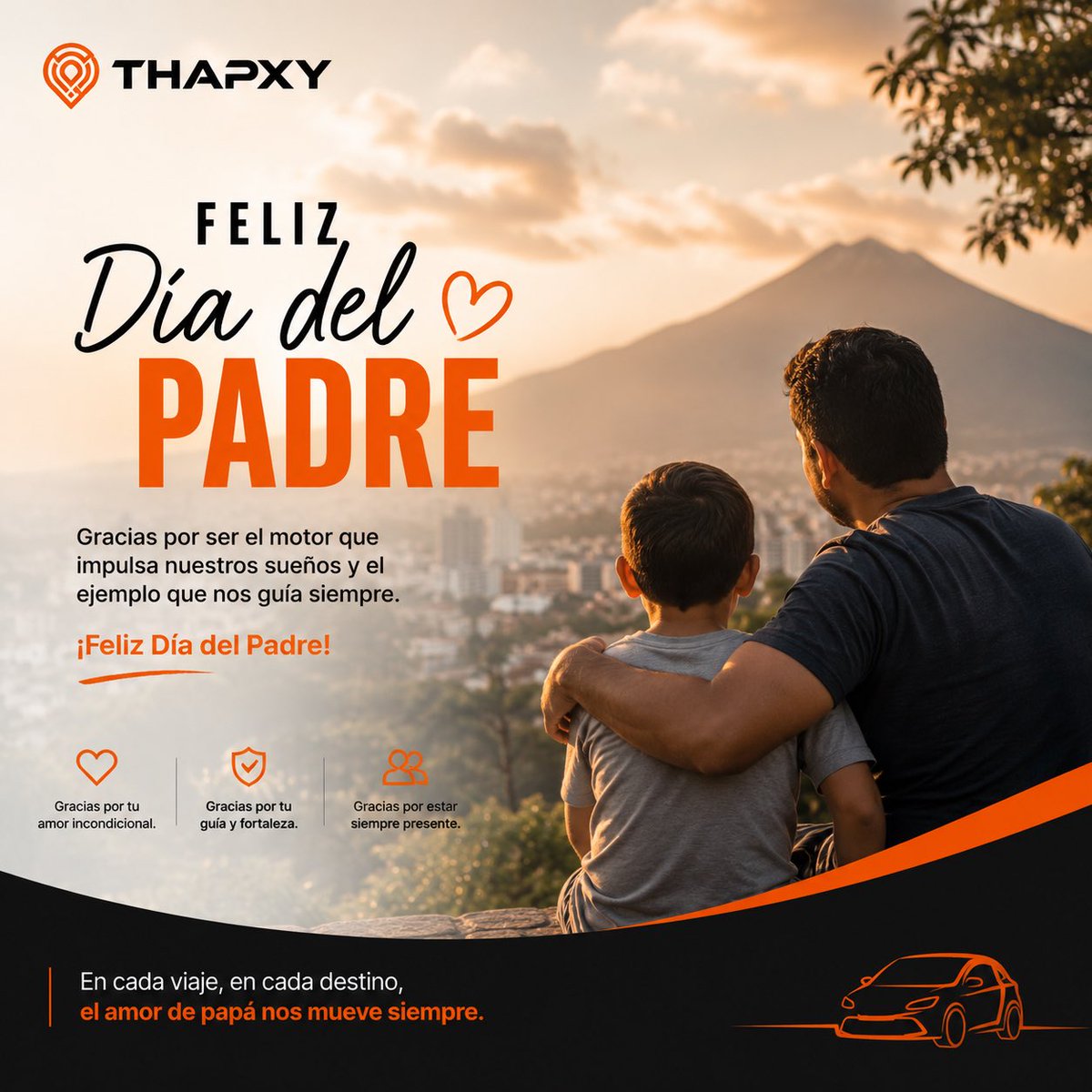 thapxyapp's tweet photo. Cada viaje tiene una historia.

Hoy celebramos a quienes han estado presentes en cada paso de nuestro camino: nuestros padres.

Gracias por impulsarnos a llegar más lejos, por enseñarnos a nunca rendirnos y por acompañarnos en cada destino.

¡Feliz Día del Padre!

THAPXY

🧡 Más que un viaje.

🇸🇻 Creada en El Salvador para mover a El Salvador.

#DiaDelPadre #THAPXY #MasQueUnViaje #ElSalvador #FamiliaTHAPXY