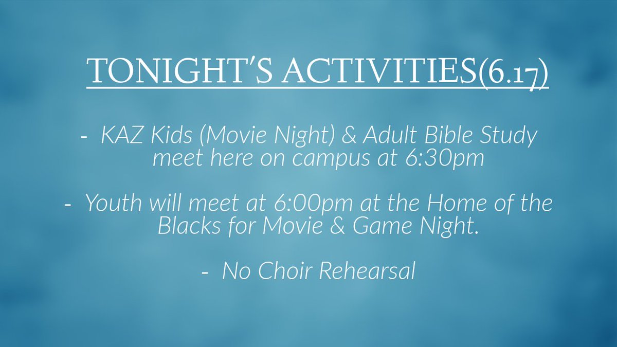 fbcfw's tweet photo. Here are Tonights Wednesday Evening Activities! https://t.co/APW9l0yZ7j