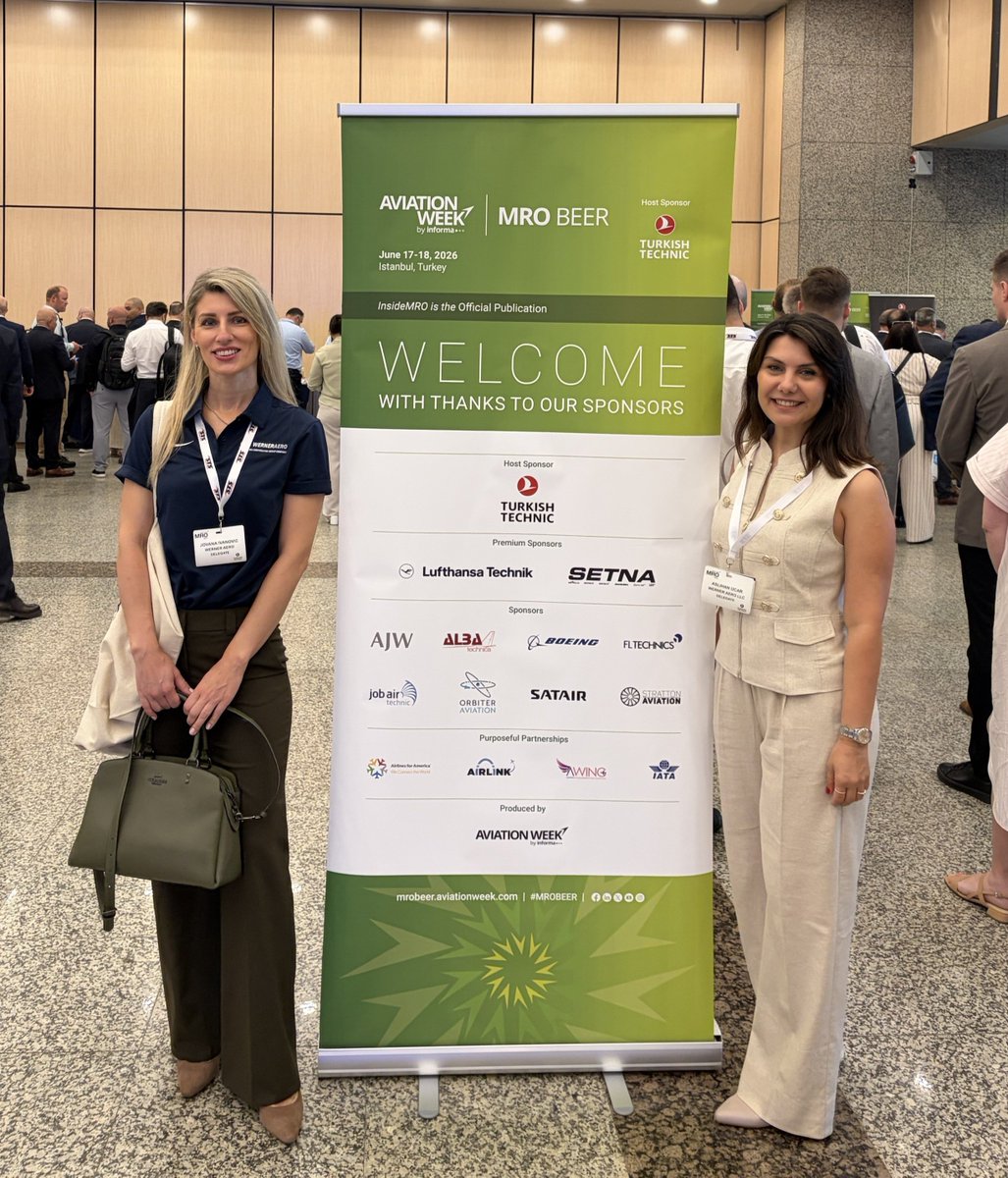 werneraero's tweet photo. Day 1 of π π₯π’ ππππ₯ is underway in Istanbul! βοΈ
Attending Day 2? We'd love to connect. Reach out to Aslihan UΓ§ar or Jovana Ivanovic to schedule a meeting.
Looking forward to great conversations and new opportunities! #WernerAero #MROBeer #AviationWeek #AvWeekEvents https://t.co/ddaHqS6nbu