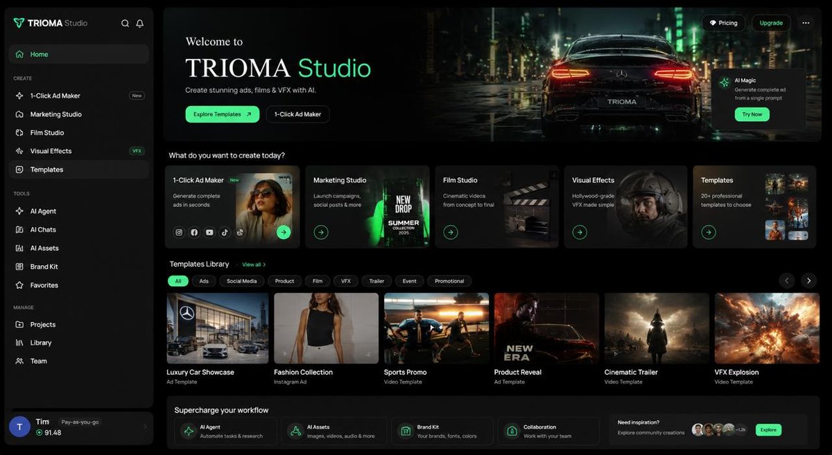 trioma_ai's tweet photo. Trioma is built differently: transparent, practical and shaped by users

We’re testing our AI orchestration and adding PRO Studio with hundreds of prompts, templates and workflows

What tool are you still missing?

Drop your ideas in comments. We can add them https://t.co/yOTorAVkQN