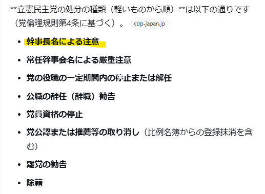 kuni345's tweet photo. @24newseveryday ちなみに一番軽い処分らしいです。 https://t.co/lw89engSaU