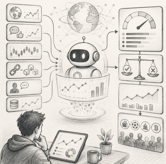 onadeonft's tweet photo. Most people lose prediction market bets for one reason: information is scattered everywhere.
News breaks on one platform, social sentiment forms on another, onchain signals appear elsewhere, and users are left trying to connect the dots manually.

I'm building an AI Prediction Copilot that continuously analyzes news, social media discussions, market trends, historical outcomes, and blockchain activity to generate transparent probability forecasts for prediction markets.

Instead of blindly following crowd sentiment, users receive evidence backed insights, confidence scores, and a clear explanation of why an outcome may be more or less likely.
The goal is simple: help people make better informed decisions before they commit capital.
Prediction markets have become powerful tools for forecasting the future. They now need a smarter layer that helps users understand the data behind every prediction.

@RallyOnChain
