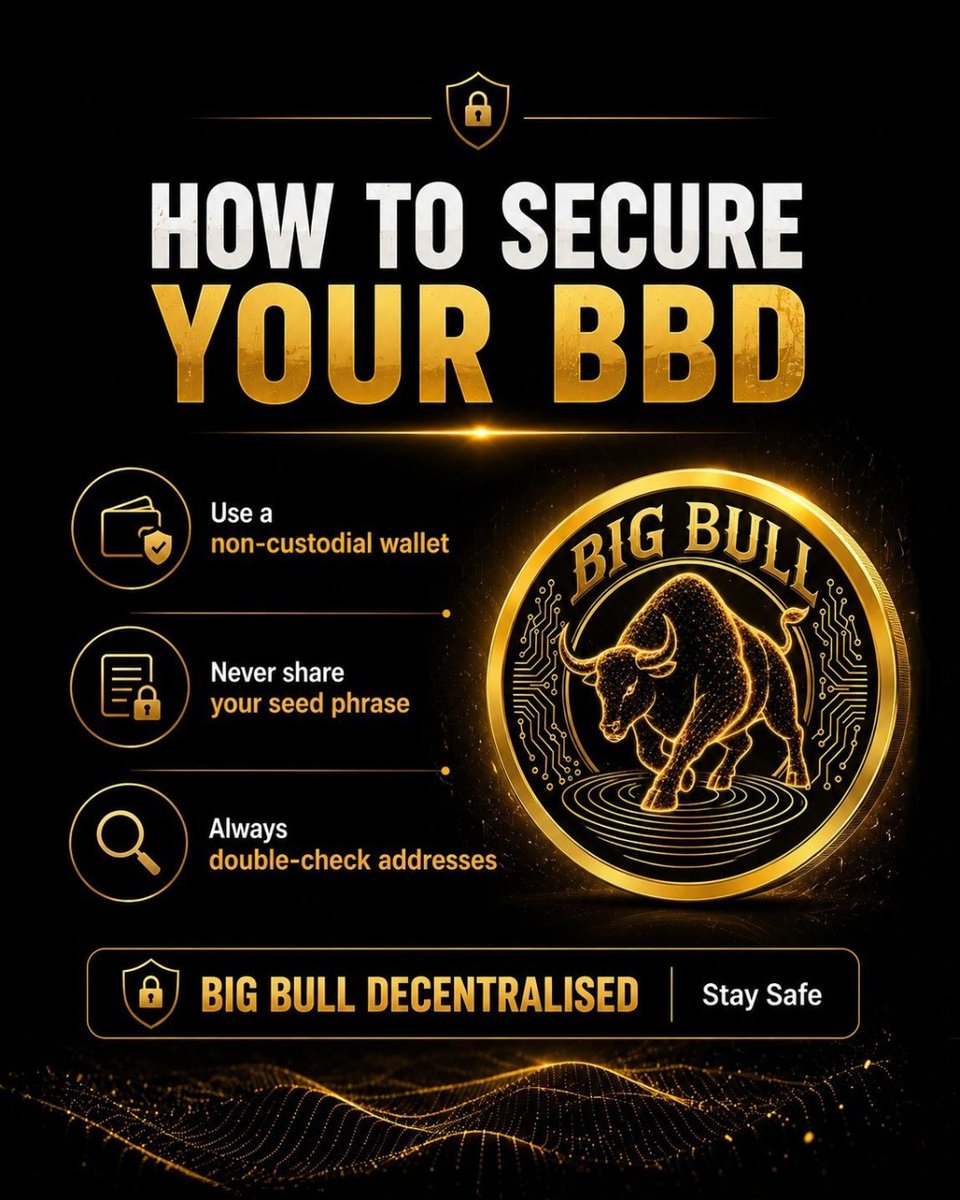 bigbullfinance_'s tweet photo. Your BBD, your responsibility.
Here's how to keep it safe. 🔐
A non-custodial wallet means only YOU control your digital currency.
No exchange, no middleman.
Security is not optional. ✅
#BBDWallet #SecureYourBBD #CryptoSafety #WalletGuide #BigBullDecentralised #BBD https://t.co/x04gnHXh0N