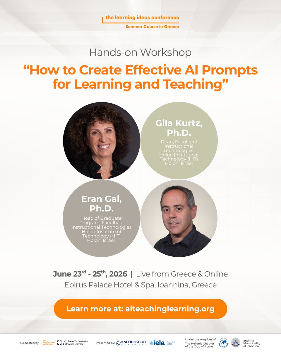 learningideasco's tweet photo. Some featured sessions for our summer course next week: an interactive workshop &amp; even more sessions on AI &amp; learning. So, see you in Ioannina or online? 

🗓 June 23rd - 25th, 2026
📍 Epirus Palace Hotel Congress &amp; Spa, Ioannina

Learn more: https://t.co/Wkzoyc23aA  

#TLIC2026 https://t.co/pGRHij4Krw