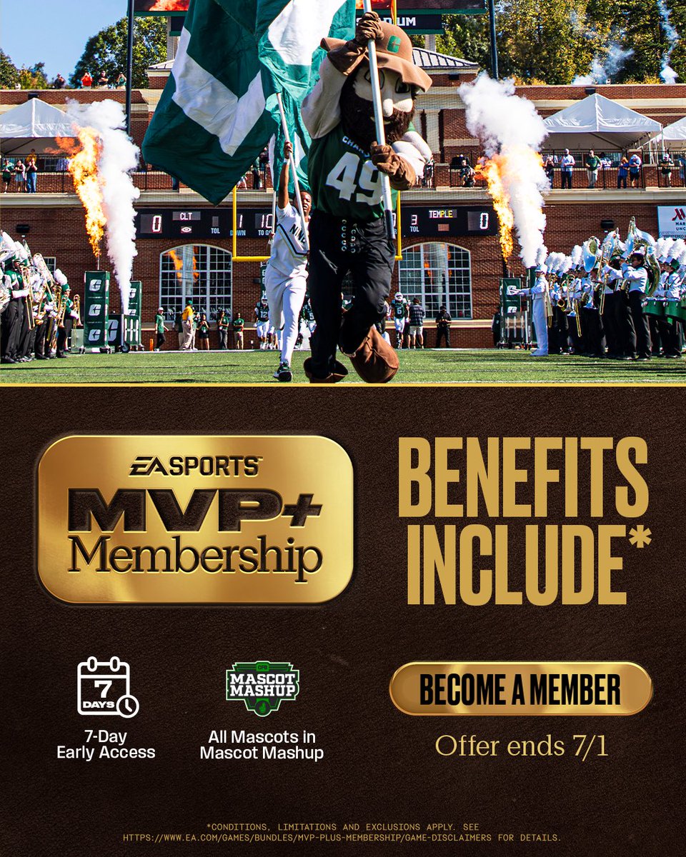 CharlotteFTBL's tweet photo. 𝐇𝐞 𝐈𝐒 𝐢𝐧 𝐓𝐡𝐞 𝐆𝐚𝐦𝐞! ⛏️

@NormTheNiner is officially in the game! Make sure to secure your copy of @EASPORTSCollege TODAY to play as Norm! 🎮

MVP+ Members get the game 7 days early and already get Norm unlocked! 🔓 https://t.co/ixAQvr8OmY